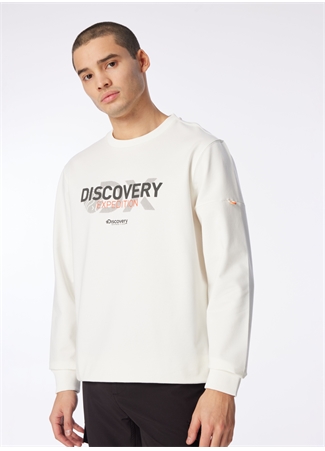 Discovery Expedition Beyaz Erkek Bisiklet Yaka Baskılı Sweatshirt DS4M-SWT3238_2