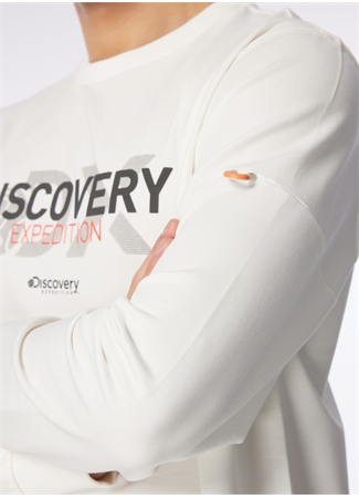 Discovery Expedition Beyaz Erkek Bisiklet Yaka Baskılı Sweatshirt DS4M-SWT3238_4