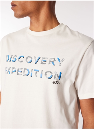 Discovery Expedition Beyaz Erkek Bisiklet Yaka Baskılı T-Shirt D4SM-TST3269_3