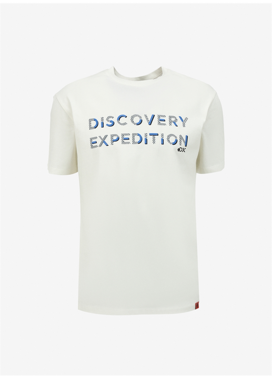 Discovery Expedition Beyaz Erkek Bisiklet Yaka Baskılı T-Shirt D4SM-TST3269_5