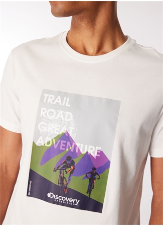 Discovery Expedition Beyaz Erkek Relaxed Baskılı T-Shirt D4SM-TST3263_3