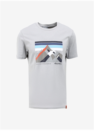 Discovery Expedition Gri Erkek Bisiklet Yaka Baskılı T-Shirt D4SM-TST3270_5