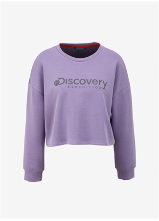 Discovery Expedition Lila Kadın Bisiklet Yaka Oversize Baskılı Sweatshirt D4SL-SWT3030