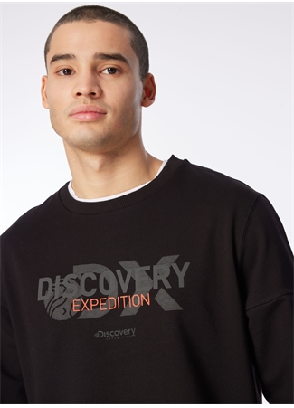 Discovery Expedition Siyah Erkek Bisiklet Yaka Baskılı Sweatshirt DS4M-SWT3238_4