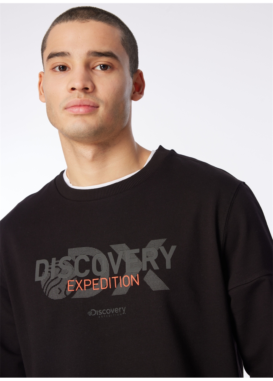 Discovery Expedition Siyah Erkek Bisiklet Yaka Baskılı Sweatshirt DS4M-SWT3238_4