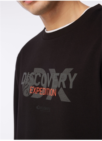 Discovery Expedition Siyah Erkek Bisiklet Yaka Baskılı Sweatshirt DS4M-SWT3238_5