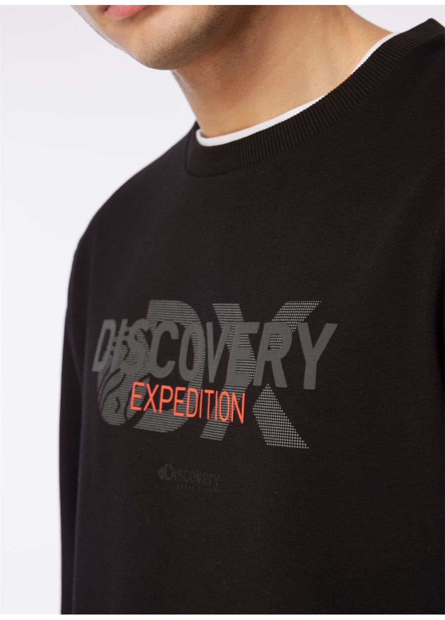 Discovery Expedition Siyah Erkek Bisiklet Yaka Baskılı Sweatshirt DS4M-SWT3238_5