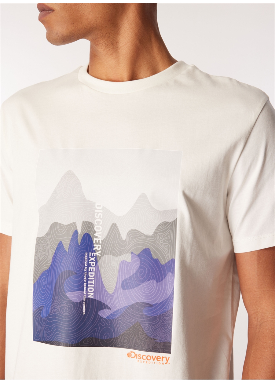 Discovery Expedition Beyaz Erkek Relaxed Baskılı T-Shirt D4SM-TST3267_3