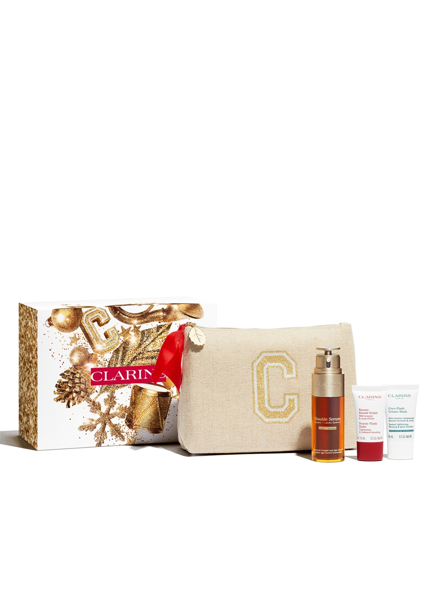 Clarins Double Serum Light Texture 50 Ml + Beauty Flash Balm 15 Ml + Cryo Flash Cream Mask 15 Ml + Toiletry Bag Cilt Bakım Seti_0