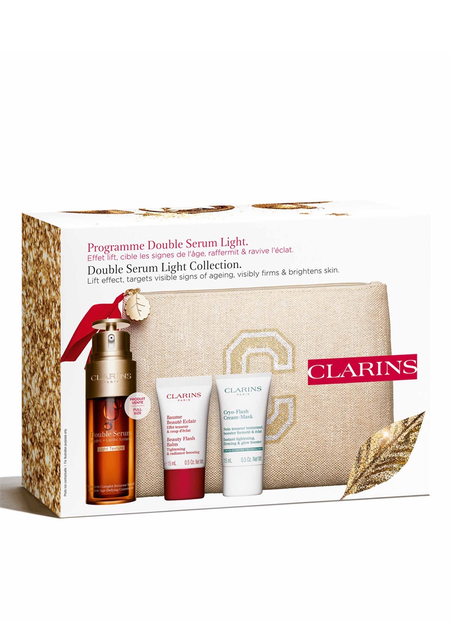 Clarins Double Serum Light Texture 50 Ml + Beauty Flash Balm 15 Ml + Cryo Flash Cream Mask 15 Ml + Toiletry Bag Cilt Bakım Seti_1