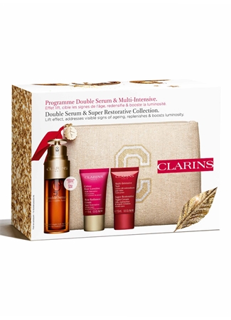 Clarins Double Serum 50 Ml + Rose Lumiere + Multi Night + Toiletry Bag Cilt Bakım Seti_1