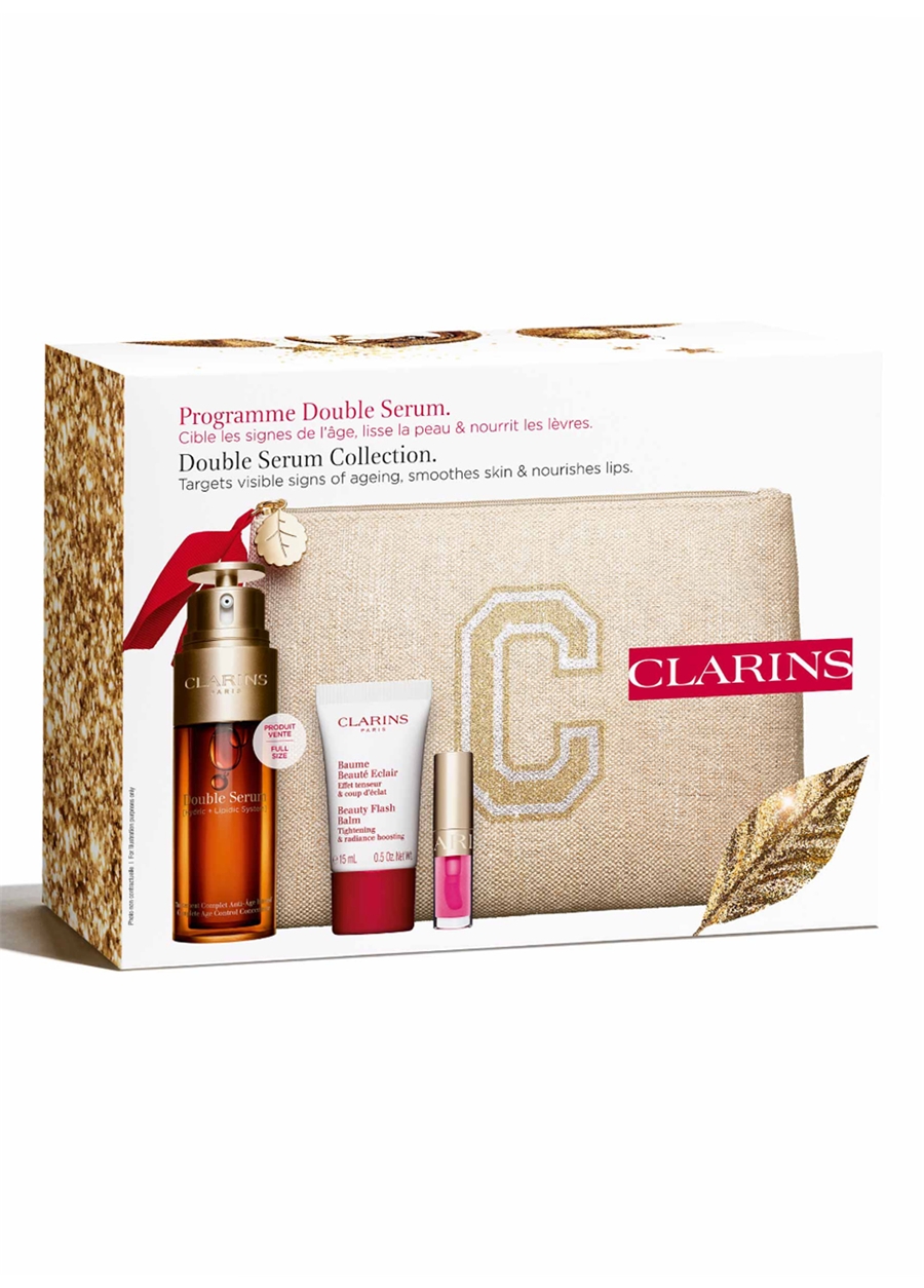 Clarins Double Serum 50 Ml + Beauty Flash Balm + Lip Comfort Oil + Double Serum Eye 9 Ml Cilt Bakım Seti_1