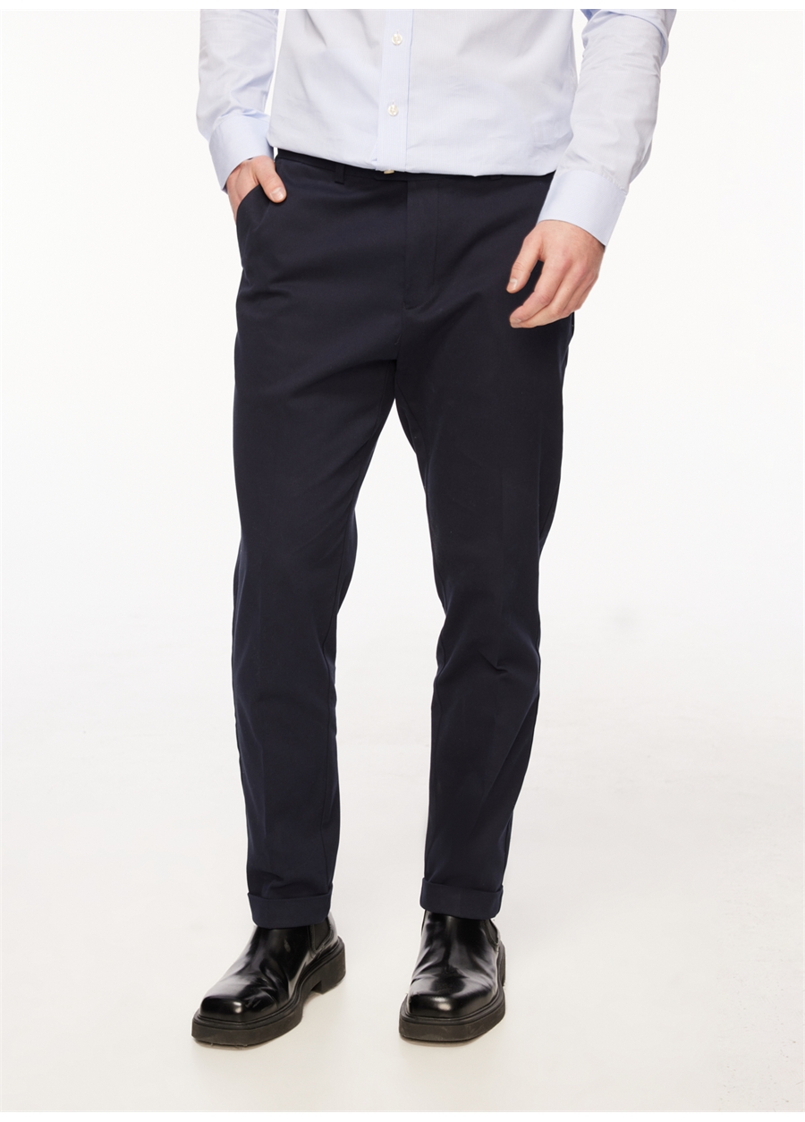 Brooks Brothers Normal Bel Duble Paça Standart Lacivert Erkek Pantolon BBFW23MPT007_1