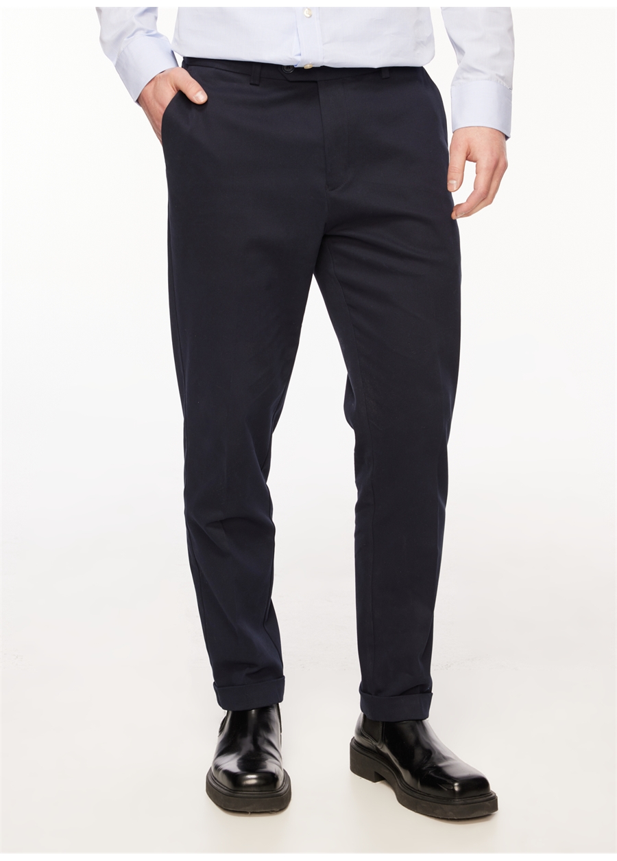 Brooks Brothers Normal Bel Duble Paça Standart Lacivert Erkek Pantolon BBFW23MPT007_2