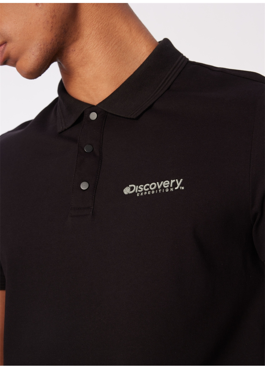 Discovery Expedition Siyah Erkek Polo Yaka Basic Polo T-Shirt D4SM-TST3283_3