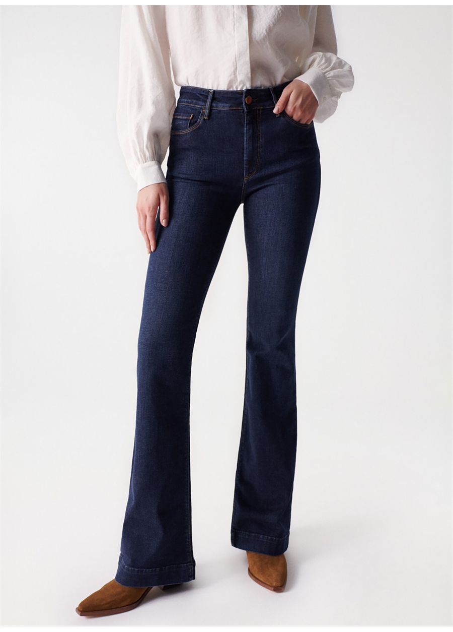 Salsa Jeans Koyu Mavi Kadın Orta Bel Flare Denim Pantolon 21005341