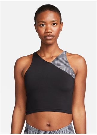 Nike Gri Kadın Bisiklet Yaka Desenli Atlet FB4650-010-W NY DF CROP TANK NV+_1