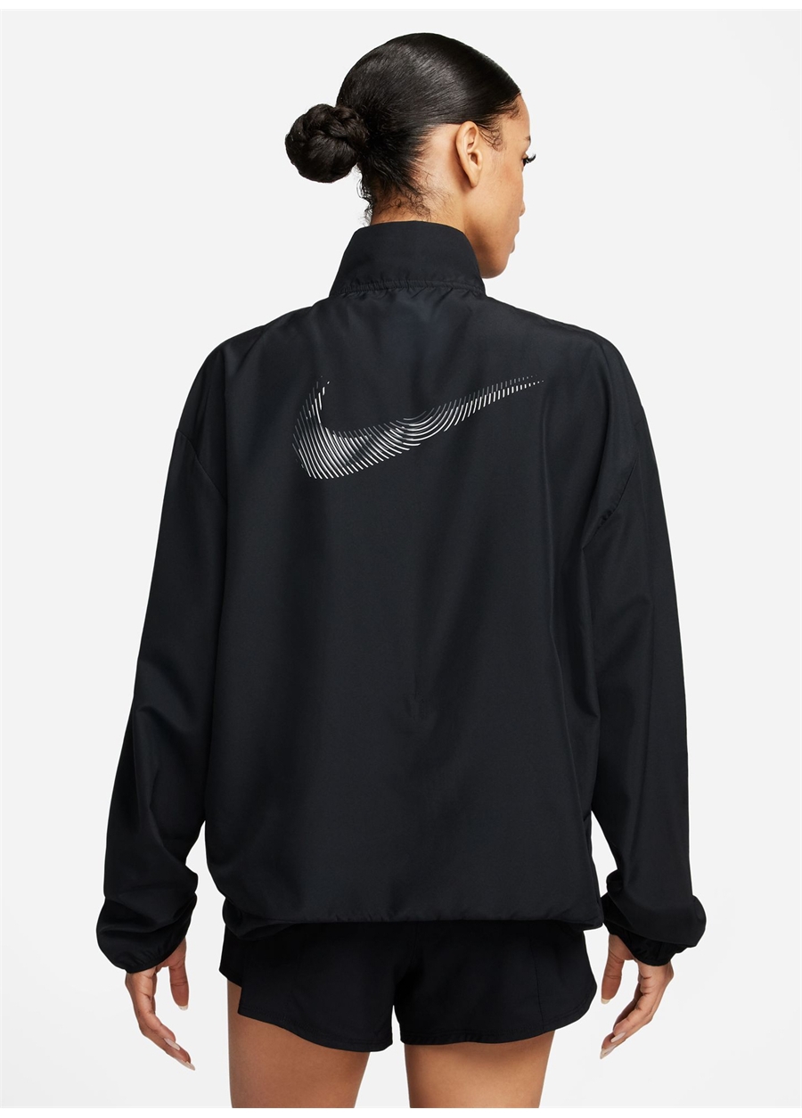 Nike Siyah Kadın Dik Yaka Rüzgarlık FB4694-010-W NK DF SWOOSH HBR JKT_5