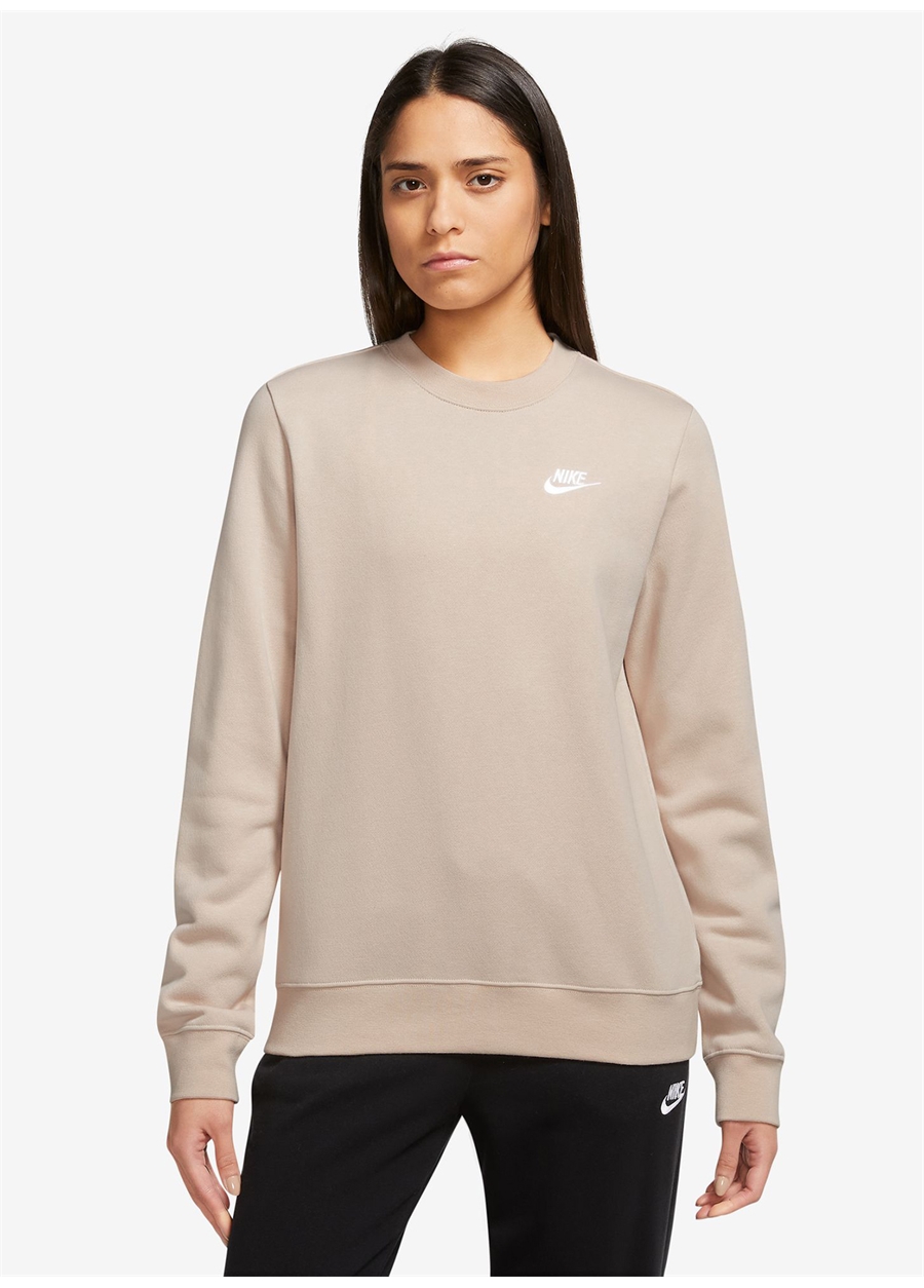 Nike Krem Kadın Bisiklet Yaka Sweatshirt DQ5473-126-W NSW CLUB FLC CREW STD_4