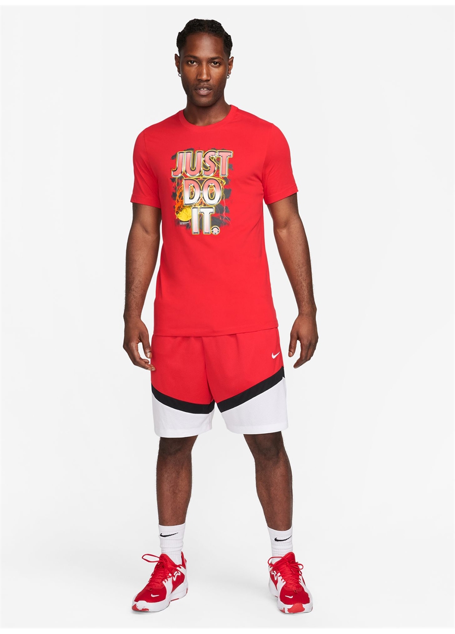 Nike Kırmızı Erkek Bisiklet Yaka Baskılı T-Shirt FN0813-657-M NK DF TEE JDI P1