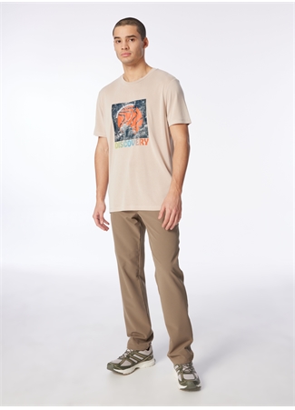 Discovery Expedition Bej Erkek Bisiklet Yaka Relaxed Baskılı T-Shirt D4SM-TST3280_1