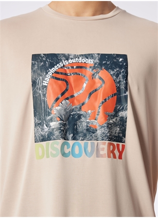 Discovery Expedition Bej Erkek Bisiklet Yaka Relaxed Baskılı T-Shirt D4SM-TST3280_3