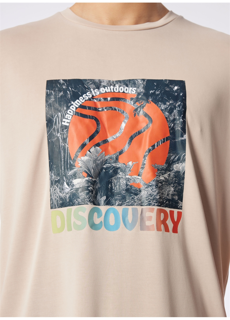 Discovery Expedition Bej Erkek Bisiklet Yaka Relaxed Baskılı T-Shirt D4SM-TST3280_3