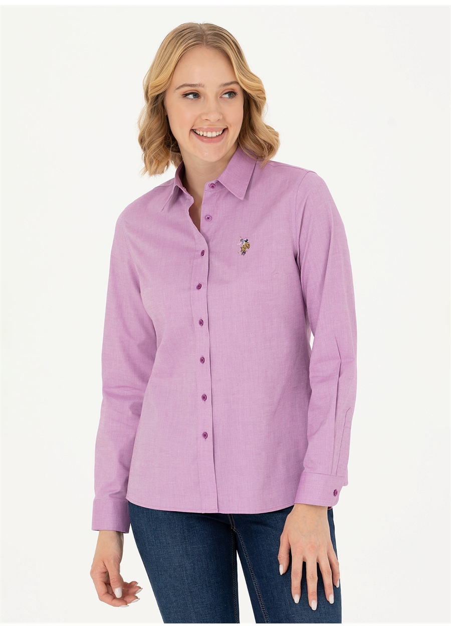 U.S. Polo Assn. Slim Fit Gömlek Yaka Mor Kadın Gömlek CRISCOLOR023K