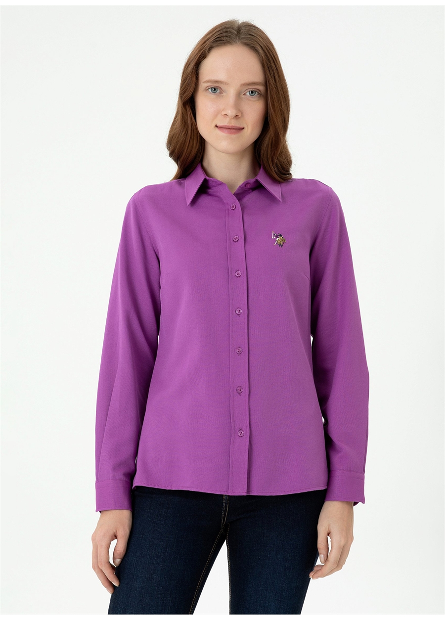 U.S. Polo Assn. Slim Fit Gömlek Yaka Mor Kadın Gömlek WOXCOLOR023K