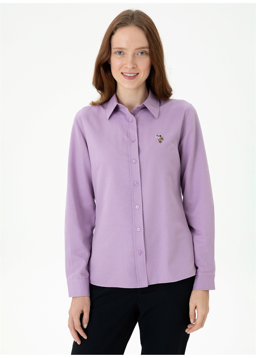 U.S. Polo Assn. Slim Fit Gömlek Yaka Pembe Kadın Gömlek WOXCOLOR023K