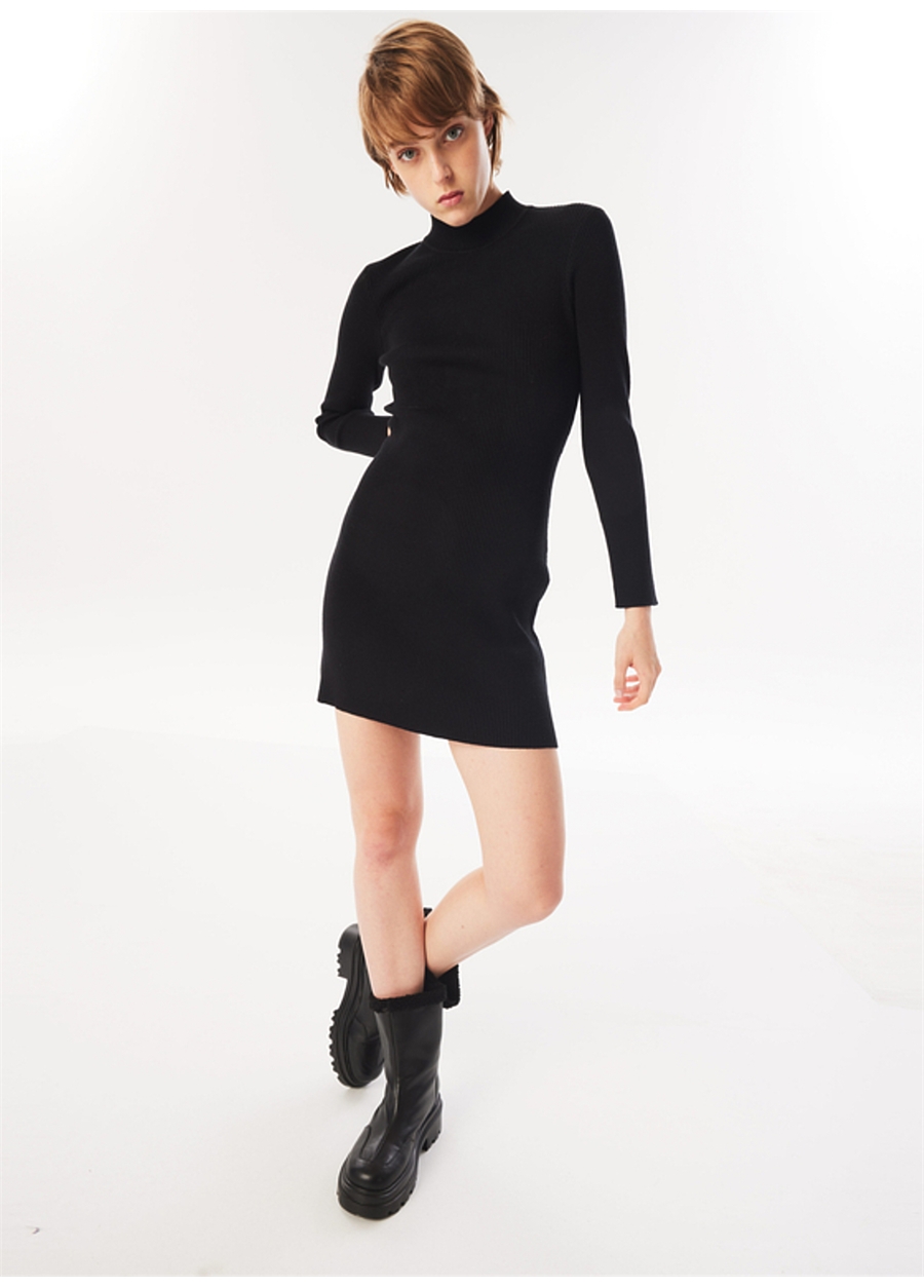 Twist Dik Yaka Siyah Mini Kadın Elbise TW6230002240001