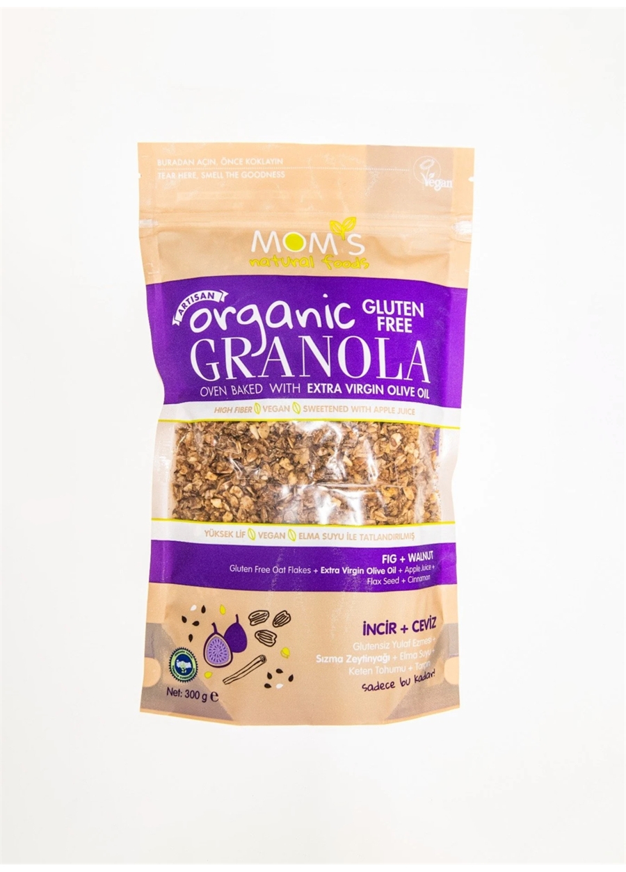 Mom's Natural Foods Organic Gluten-Free Fig & Walnut Granola 300G