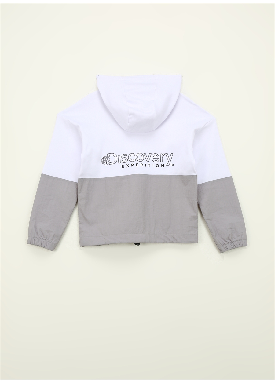 Discovery Expedition Beyaz Kız Çocuk Kapüşonlu Oversize Blok Sweatshirt D4SG-SWT3086_1