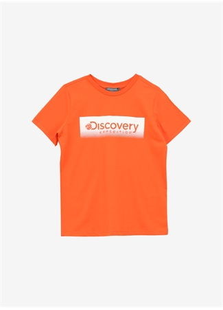 Discovery Expedition Turuncu Erkek Çocuk Bisiklet Yaka Relaxed Baskılı T-Shirt D4SB-TST3048