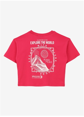 Discovery Expedition Pembe Kız Çocuk Bisiklet Yaka Oversize Baskılı T-Shirt D4SG-TST3095_1