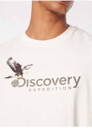 Discovery Expedition Beyaz Erkek Bisiklet Yaka Basic Baskılı T-Shirt D4SM-TST3306_4