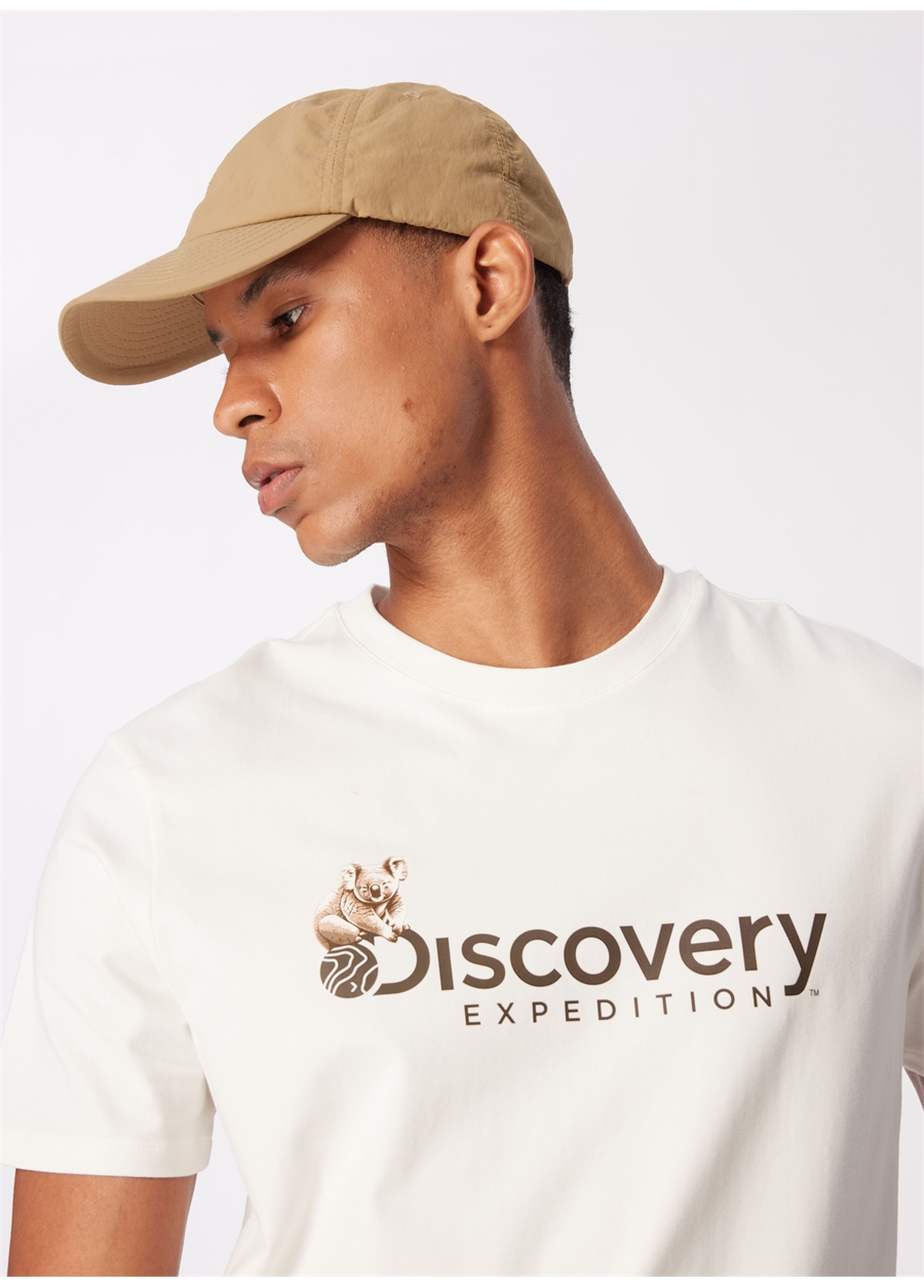 Discovery Expedition Beyaz Erkek Bisiklet Yaka Basic Baskılı T-Shirt D4SM-TST3302_4