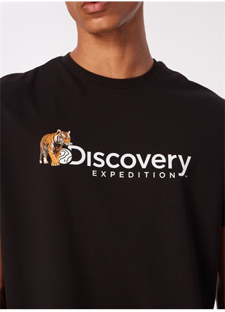 Discovery Expedition Siyah Erkek Bisiklet Yaka Basic Baskılı T-Shirt D4SM-TST3304_3