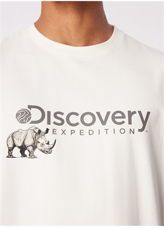 Discovery Expedition Beyaz Erkek Bisiklet Yaka Basic Baskılı T-Shirt D4SM-TST3312_3