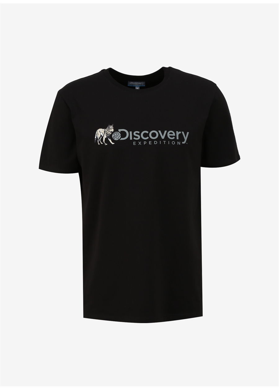 Discovery Expedition Siyah Erkek Bisiklet Yaka Basic Baskılı T-Shirt D4SM-TST3308