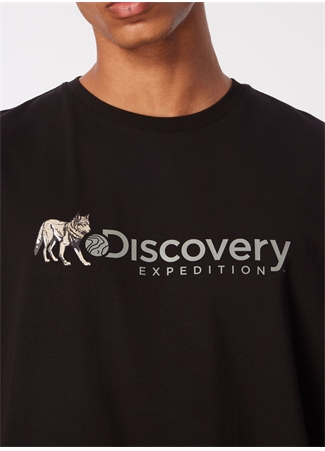 Discovery Expedition Siyah Erkek Bisiklet Yaka Basic Baskılı T-Shirt D4SM-TST3308_4