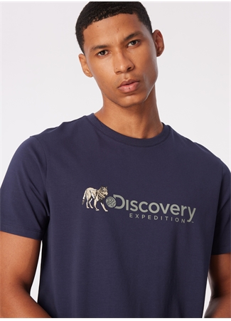 Discovery Expedition İndigo Erkek Bisiklet Yaka Basic Baskılı T-Shirt D4SM-TST3308_1