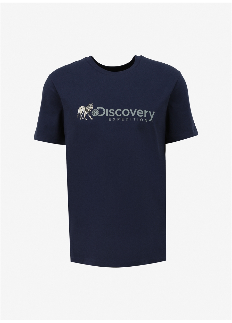 Discovery Expedition İndigo Erkek Bisiklet Yaka Basic Baskılı T-Shirt D4SM-TST3308