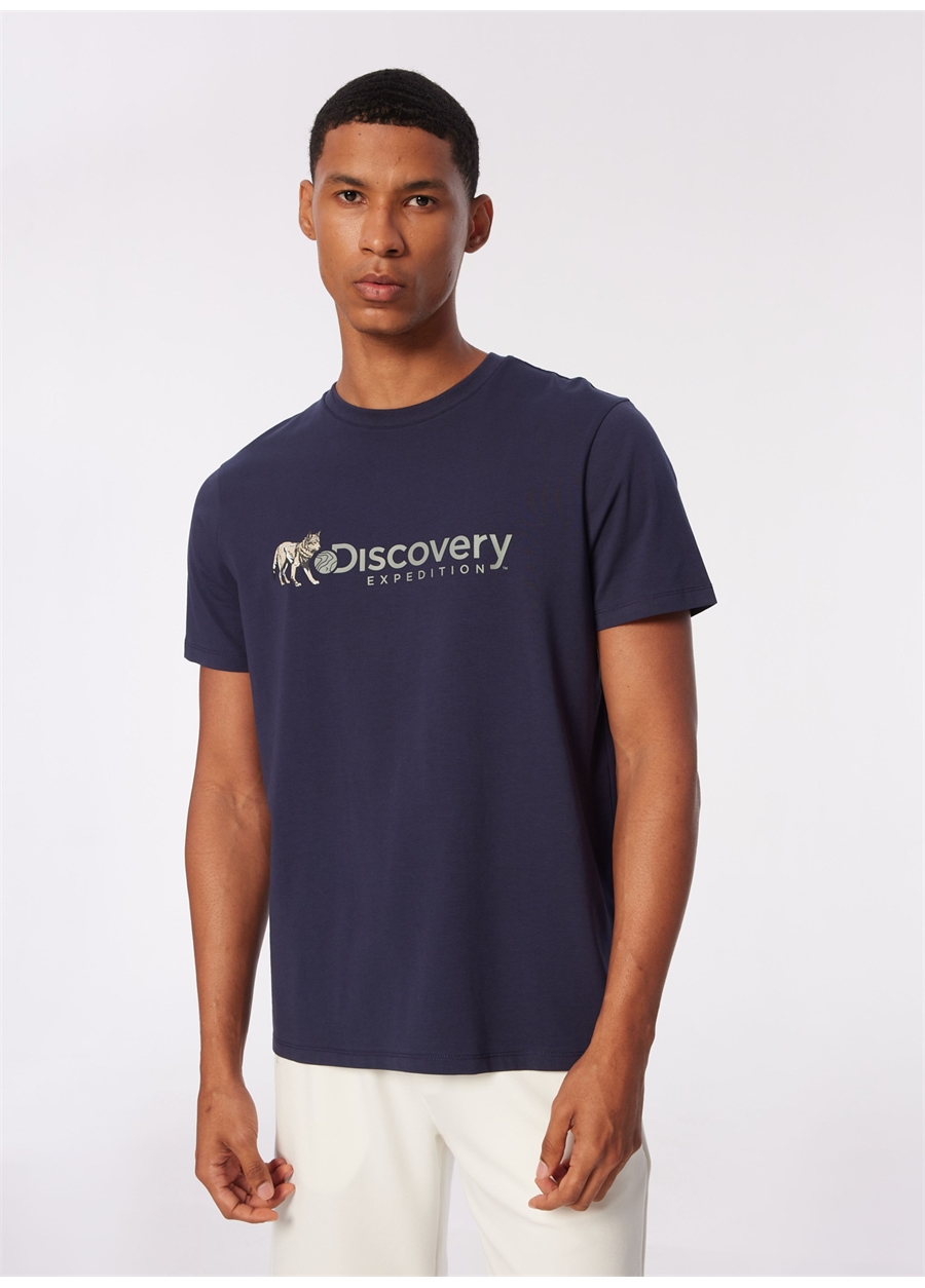 Discovery Expedition İndigo Erkek Bisiklet Yaka Basic Baskılı T-Shirt D4SM-TST3308_3