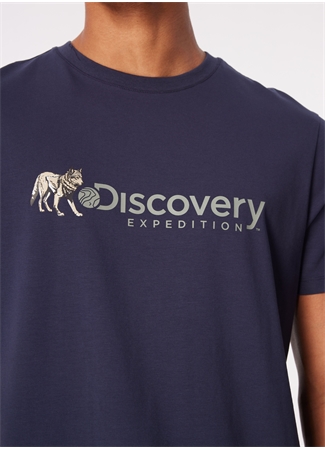 Discovery Expedition İndigo Erkek Bisiklet Yaka Basic Baskılı T-Shirt D4SM-TST3308_4