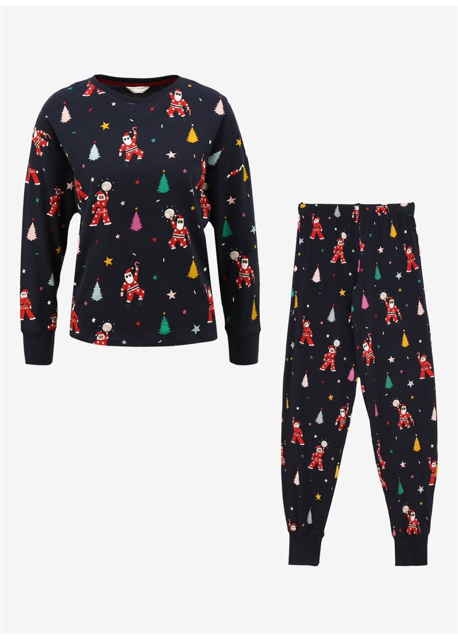 Marks & Spencer Lacivert Kadın Saf Pamuklu Uzun Kollu Pijama Takımı 1399J