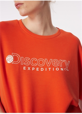 Discovery Expedition Nar Çiçeği Kadın Bisiklet Yaka Oversize Baskılı T-Shirt D4SL-TST3043_3