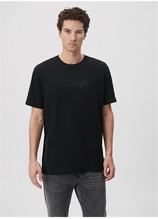 Mavi Düz Yaka Düz Siyah Erkek T-Shirt M0611807-900_MAVİ LOGO TİŞÖRT_2