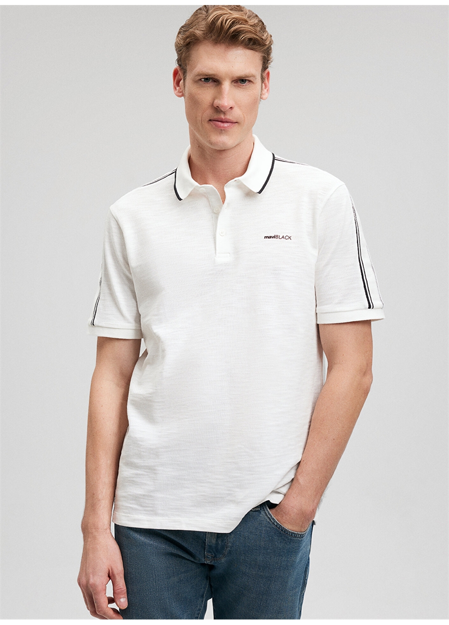 Mavi Düz Kırık Beyaz Erkek Polo T-Shirt M0611838-70057_POLO TİŞÖRT_1