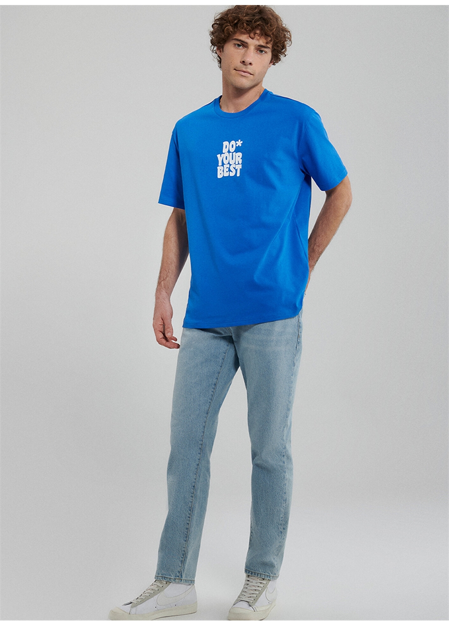 Mavi Düz Yaka Düz Mavi Erkek T-Shirt M0611933-81347_DO YOUR BEST TİŞÖRT
